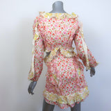 Zimmermann Goldie Cutout Mini Dress Ruffled Floral Print Linen Size 0