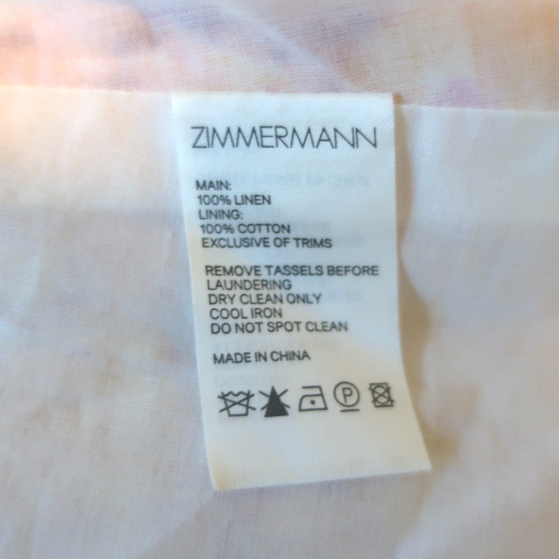 Zimmermann Goldie Cutout Mini Dress Ruffled Floral Print Linen Size 0