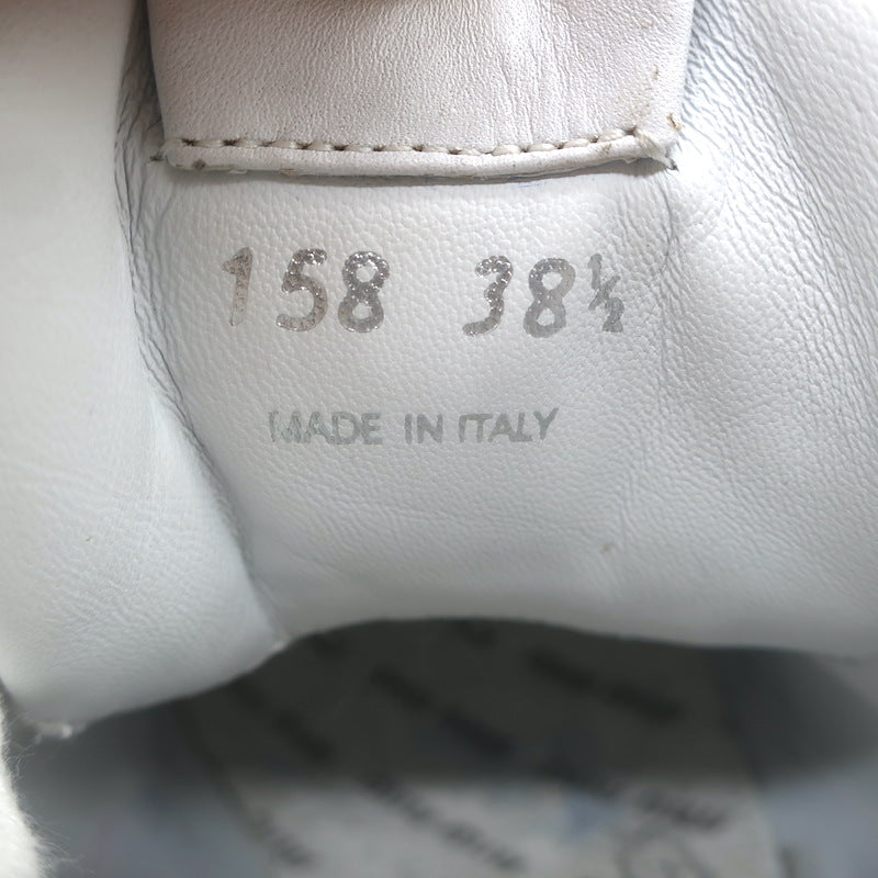 Miu Miu Distressed Low Top Sneakers White Perforated Leather &amp; Suede Size 38.5
