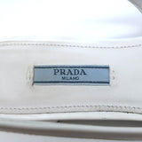 Prada Logo Pointed Toe Slingback Ballet Flats White Brushed Leather Size 38