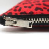 Saint Laurent Leopard Print Pony Hair Small Wristlet Clutch Red/Black