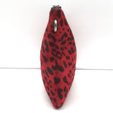 Saint Laurent Leopard Print Pony Hair Small Wristlet Clutch Red/Black