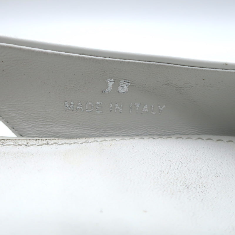 Prada Logo Pointed Toe Slingback Ballet Flats White Brushed Leather Size 38