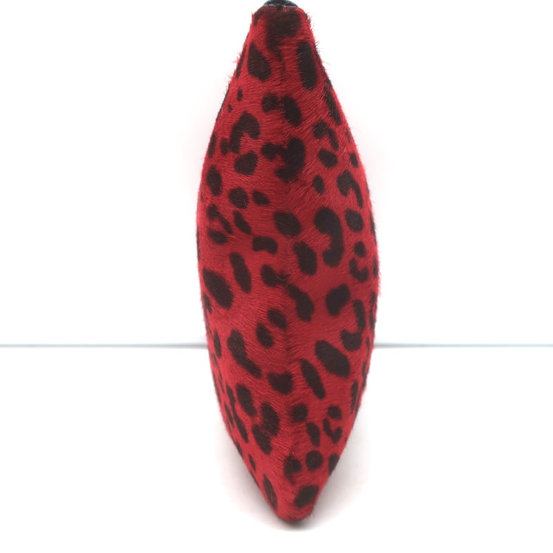 Saint Laurent Leopard Print Pony Hair Small Wristlet Clutch Red/Black
