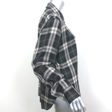 Jenni Kayne Plaid Button-Back Shirt Gray Lyocell Size Large Long Sleeve Top