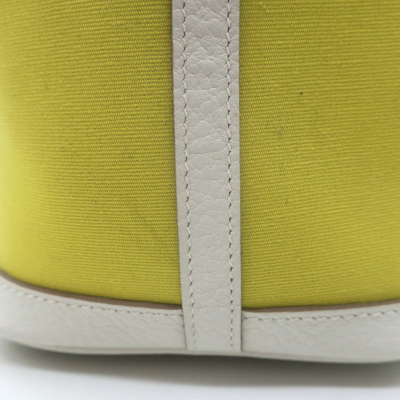 Hermes Garden Party 30 Tote Bag Yellow Toile &amp; White Negonda Leather