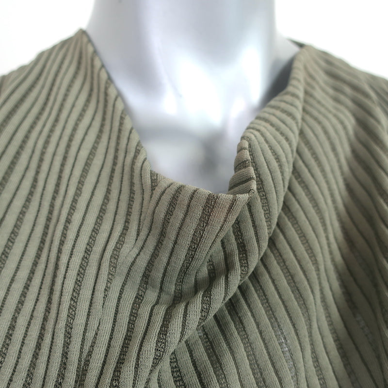 Atlein Asymmetric Draped Midi Dress Sage Green Striped Knit Size 40