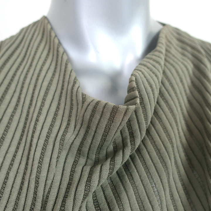 Atlein Asymmetric Draped Midi Dress Sage Green Striped Knit Size 40