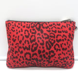 Saint Laurent Leopard Print Pony Hair Small Wristlet Clutch Red/Black