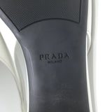 Prada Logo Pointed Toe Slingback Ballet Flats White Brushed Leather Size 38