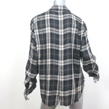Jenni Kayne Plaid Button-Back Shirt Gray Lyocell Size Large Long Sleeve Top