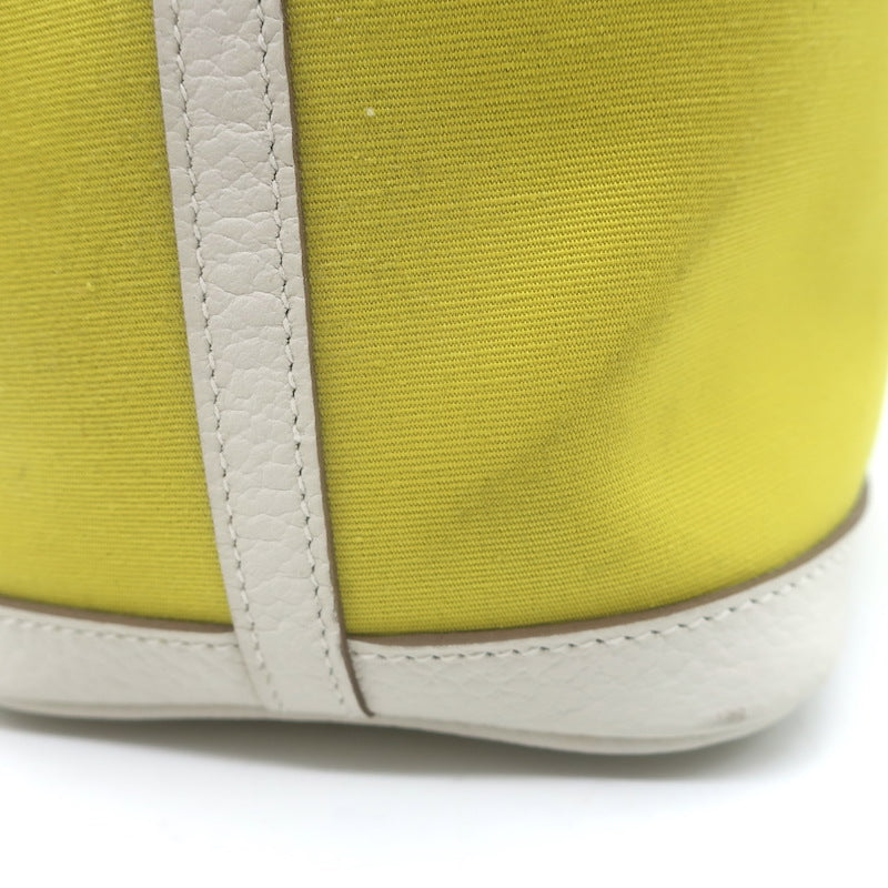 Hermes Garden Party 30 Tote Bag Yellow Toile &amp; White Negonda Leather