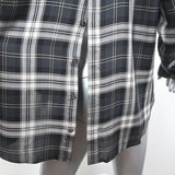 Jenni Kayne Plaid Button-Back Shirt Gray Lyocell Size Large Long Sleeve Top