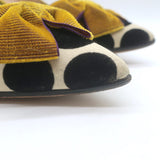 Manolo Blahnik Gorina Velvet Polka Dot Bow Pumps Black/Mustard Size 39