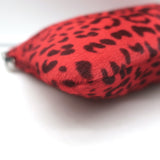 Saint Laurent Leopard Print Pony Hair Small Wristlet Clutch Red/Black