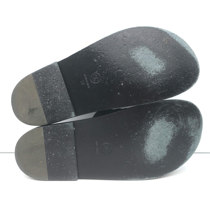 Chanel 2022 Jeweled CC Quilted Flat Mules Black Suede Size 38