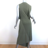 Atlein Asymmetric Draped Midi Dress Sage Green Striped Knit Size 40