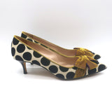 Manolo Blahnik Gorina Velvet Polka Dot Bow Pumps Black/Mustard Size 39