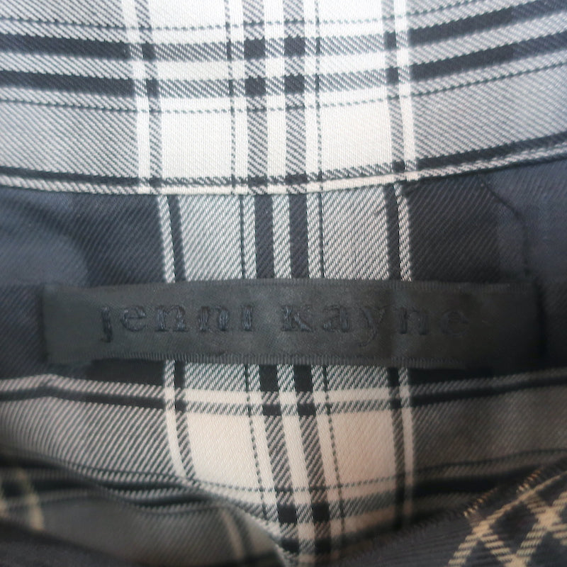 Jenni Kayne Plaid Button-Back Shirt Gray Lyocell Size Large Long Sleeve Top