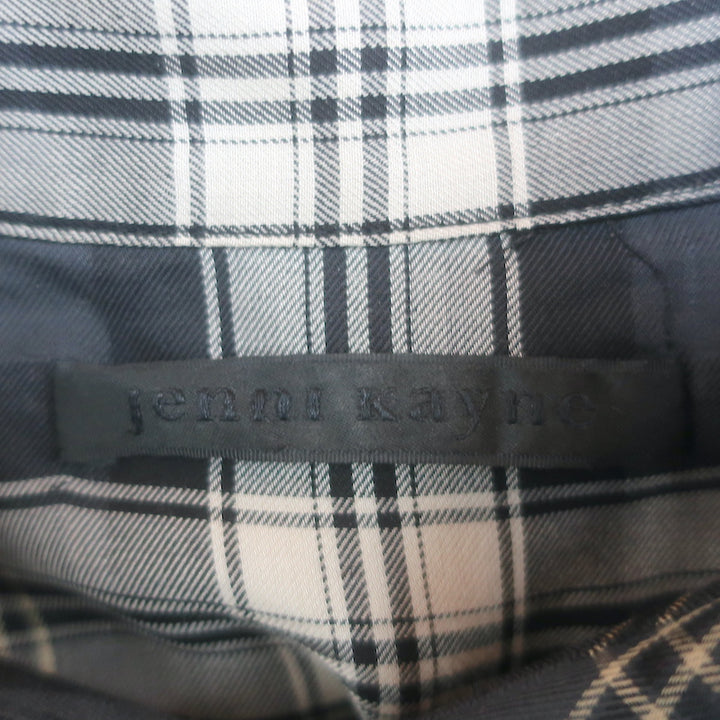 Jenni Kayne Plaid Button-Back Shirt Gray Lyocell Size Large Long Sleeve Top
