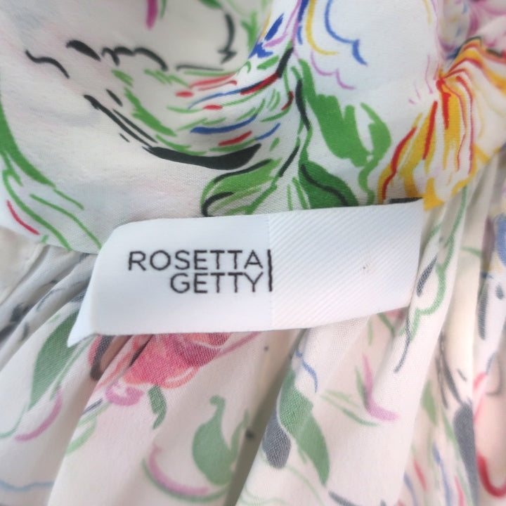 Rosetta Getty Tie-Back Floral Print Maxi Dress White Silk Crepe de Chine Size 6