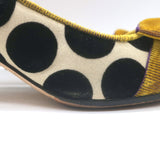 Manolo Blahnik Gorina Velvet Polka Dot Bow Pumps Black/Mustard Size 39