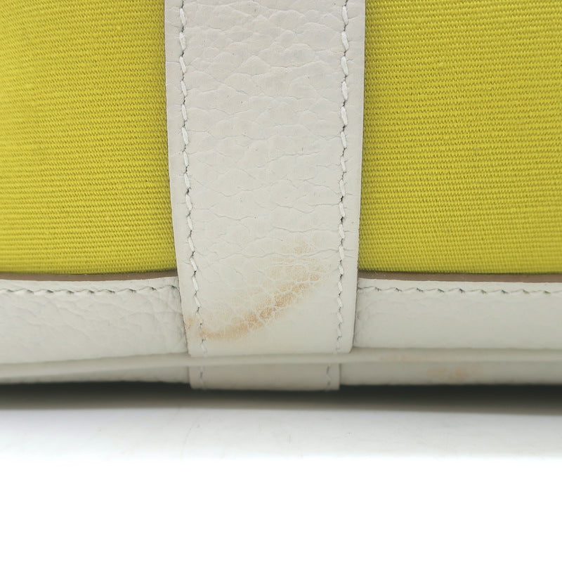 Hermes Garden Party 30 Tote Bag Yellow Toile &amp; White Negonda Leather