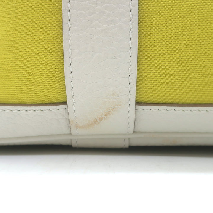 Hermes Garden Party 30 Tote Bag Yellow Toile &amp; White Negonda Leather