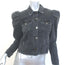 Retrofete Ada Puff Sleeve Denim Jacket Faded Black Stretch Cotton Size Medium