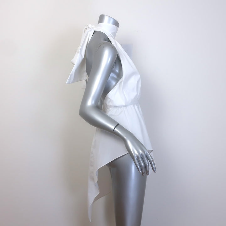 Rosie Assoulin Champion Asymmetric Halter Top White Cotton Size 2 NEW