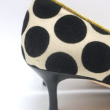 Manolo Blahnik Gorina Velvet Polka Dot Bow Pumps Black/Mustard Size 39