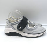Chanel CC Strap Mesh Running Sneakers Light Gray Size 38