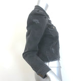 Retrofete Ada Puff Sleeve Denim Jacket Faded Black Stretch Cotton Size Medium