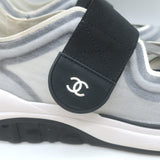 Chanel CC Strap Mesh Running Sneakers Light Gray Size 38