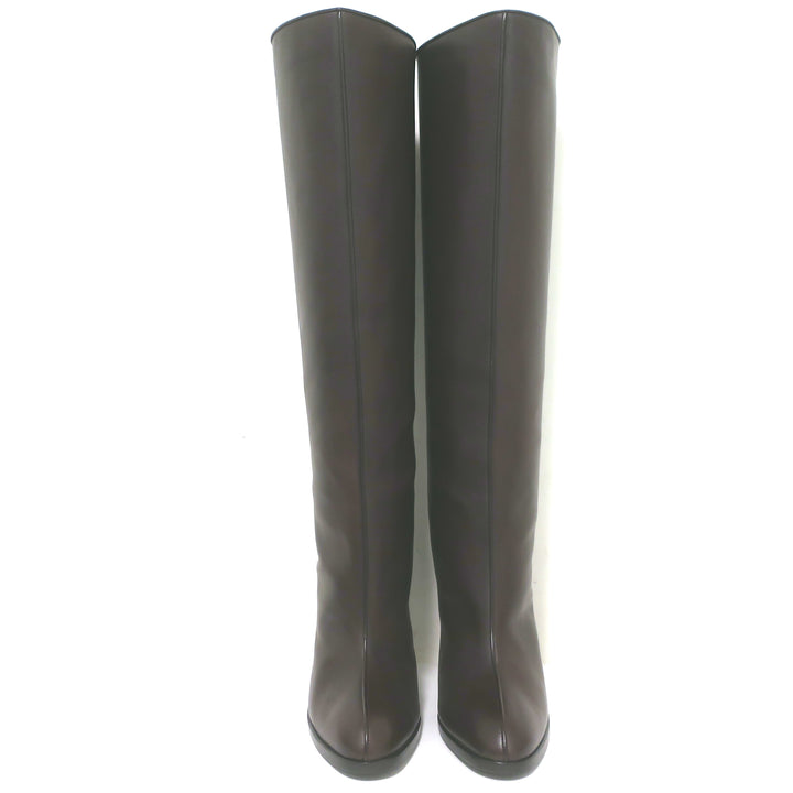 The Row Wide Shaft Knee High Boots Dark Brown Leather Size 41 NEW