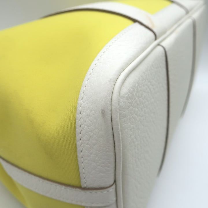 Hermes Garden Party 30 Tote Bag Yellow Toile &amp; White Negonda Leather