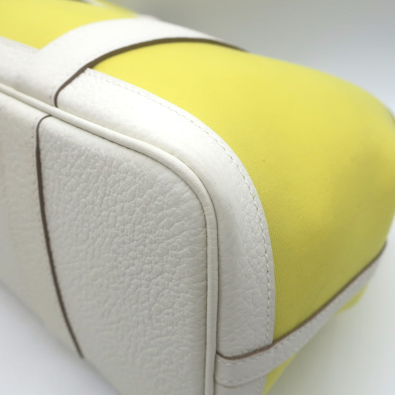 Hermes Garden Party 30 Tote Bag Yellow Toile &amp; White Negonda Leather
