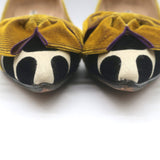 Manolo Blahnik Gorina Velvet Polka Dot Bow Pumps Black/Mustard Size 39