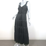Ulla Johnson Tiered Maxi Dress Gwynne Black Ruffled Satin Size 10