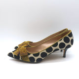 Manolo Blahnik Gorina Velvet Polka Dot Bow Pumps Black/Mustard Size 39