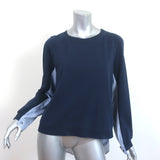 Derek Lam 10 Crosby Shirt Combo Sweatshirt Navy & Blue Stripe Size Large