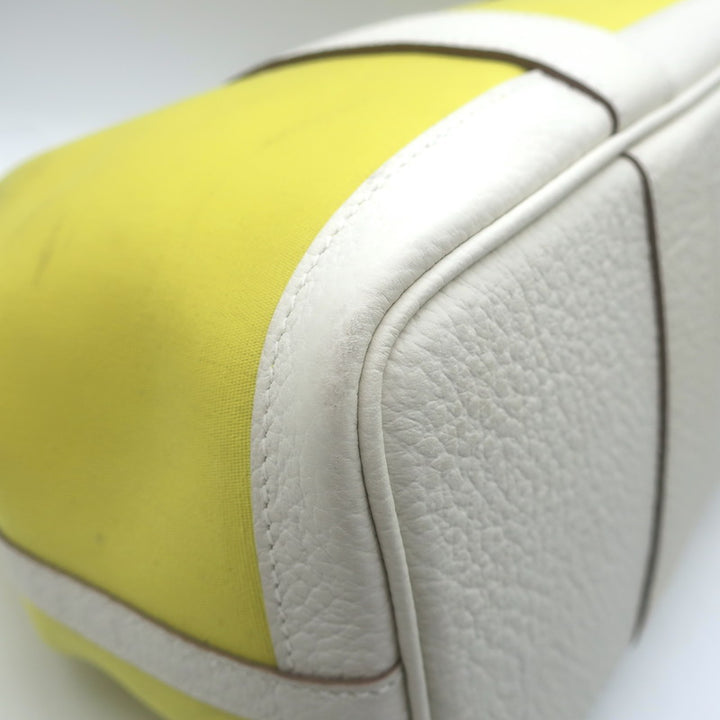 Hermes Garden Party 30 Tote Bag Yellow Toile &amp; White Negonda Leather