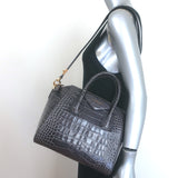 Givenchy Small Antigona Croc-Embossed Satchel Gray Leather Shoulder Bag