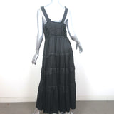 Ulla Johnson Tiered Maxi Dress Gwynne Black Ruffled Satin Size 10