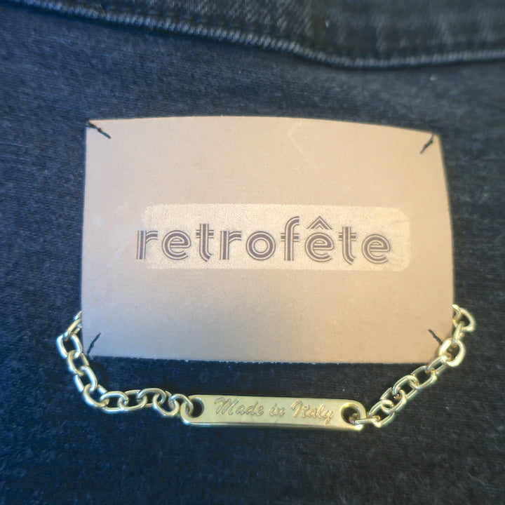 Retrofete Ada Puff Sleeve Denim Jacket Faded Black Stretch Cotton Size Medium