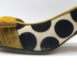 Manolo Blahnik Gorina Velvet Polka Dot Bow Pumps Black/Mustard Size 39