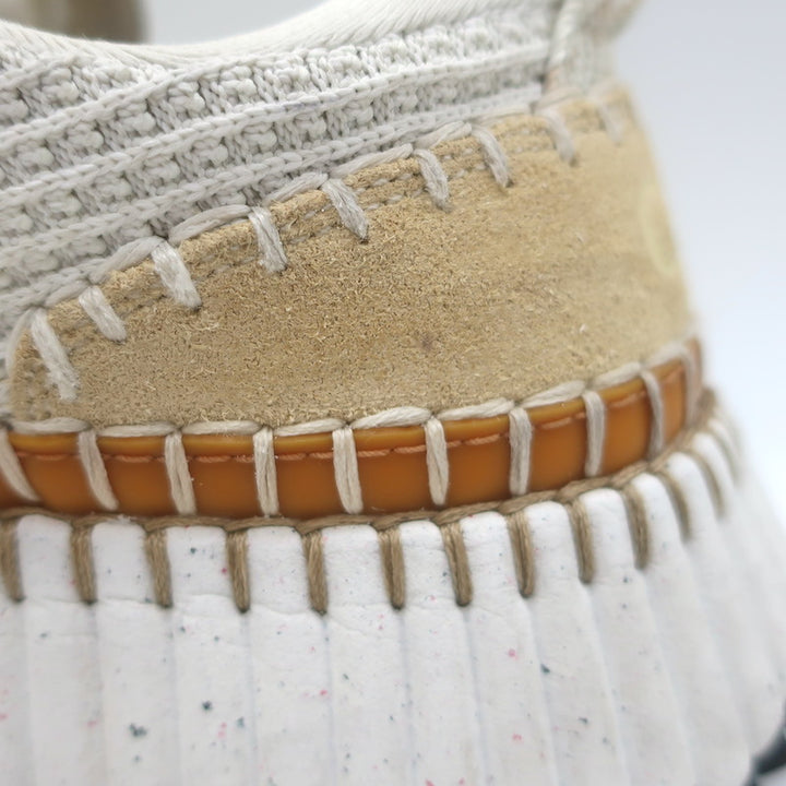 Chloe Nama Mesh Speckled-Platform Sneakers Cream Size 39