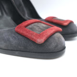 Roger Vivier Tricolor Buckle Pumps Gray/Red/Purple Suede Size 38