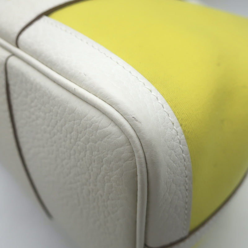Hermes Garden Party 30 Tote Bag Yellow Toile &amp; White Negonda Leather