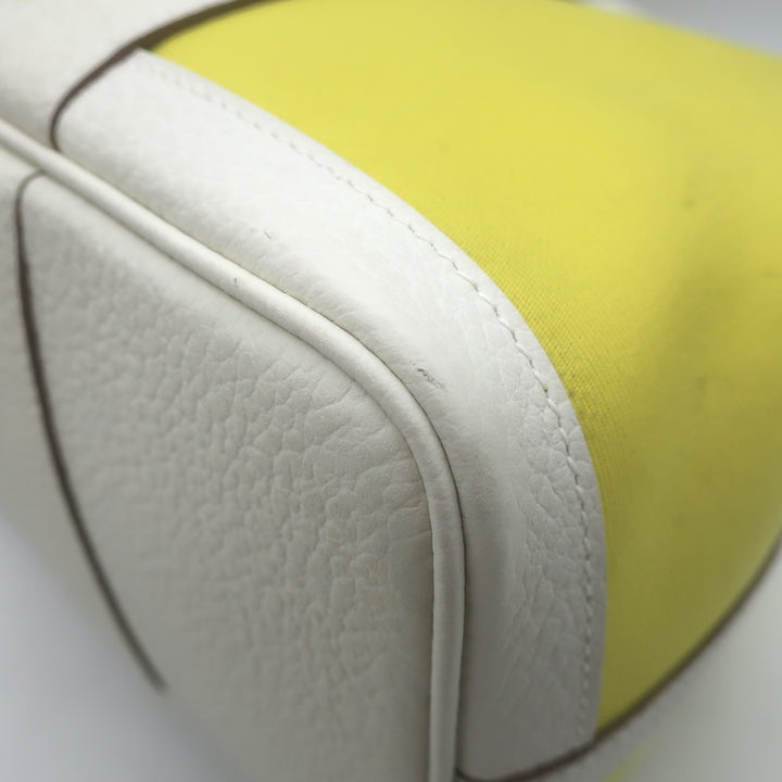 Hermes Garden Party 30 Tote Bag Yellow Toile &amp; White Negonda Leather